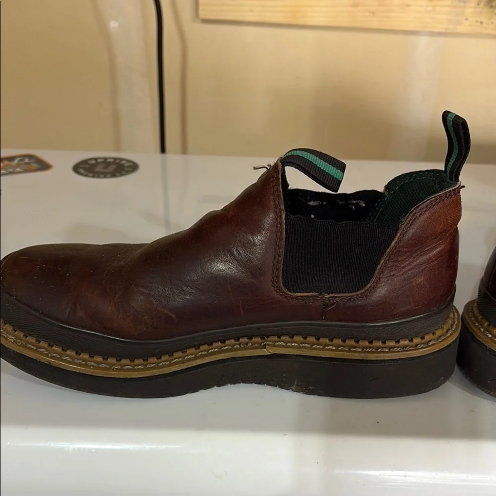 Georgia Boot Brown Leather Slip-On Loafers with Elastic Panels - Picture 6 of 9